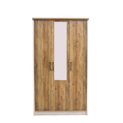 Swann 3-Door Wardrobe with Mirror - Summer Oak/Pearl White - With 2-Year Warranty