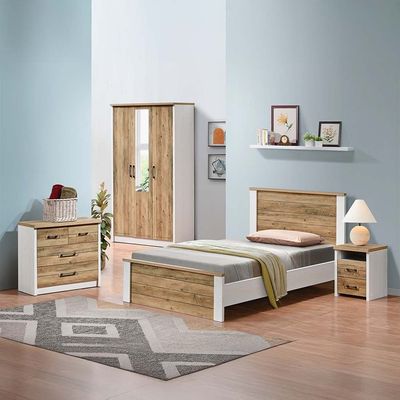 Swann 3-Door Wardrobe with Mirror - Summer Oak/Pearl White - With 2-Year Warranty