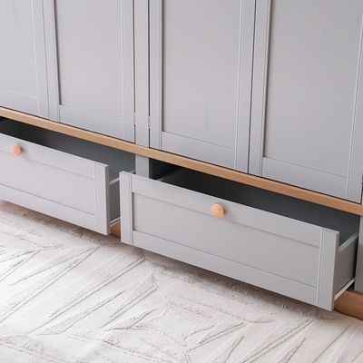 Autumn 4 Door Wardrobe W/2 Drawers -Grey & Oak