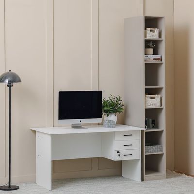 Defne 35Cm Storage Cabinet With Shelves   - Cream/Black