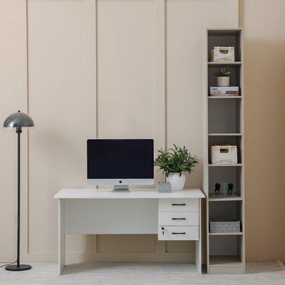Defne 35Cm Storage Cabinet With Shelves   - Cream/Black