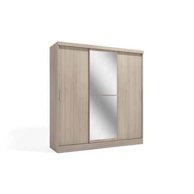 Lorena 3 Door Sliding  Wardrobe w/mirror- Almond Walnut