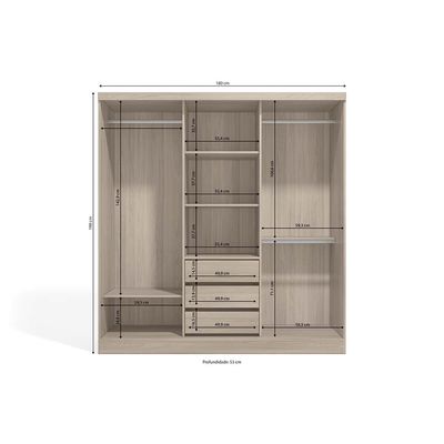 Lorena 3 Door Sliding  Wardrobe w/mirror- Almond Walnut