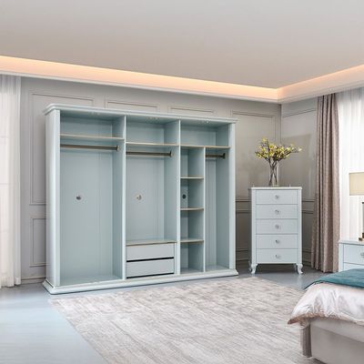 Bluebell 6 Door Wardrobe With Mirror  - Light Blue