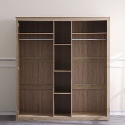 Kelly 5 Door Wardrobe W/Mirror-White Ash+Sonoma Oak