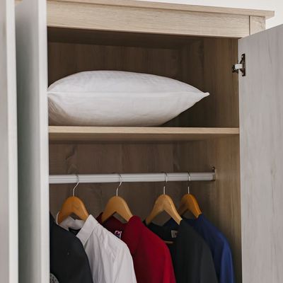 Kelly 5 Door Wardrobe W/Mirror-White Ash+Sonoma Oak