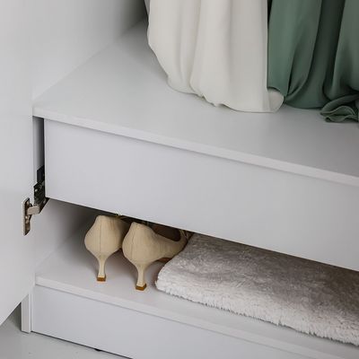 Notis 2 Door Wardrobe W/Drawer & Mirror-Gloss White