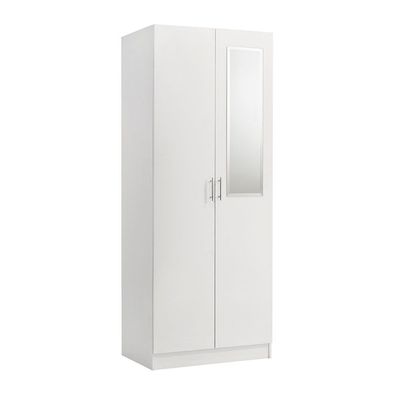 Notis 2 Door Wardrobe W/Drawer & Mirror-Gloss White