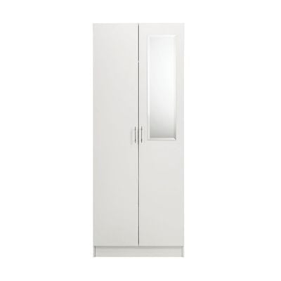 Notis 2 Door Wardrobe W/Drawer & Mirror-Gloss White