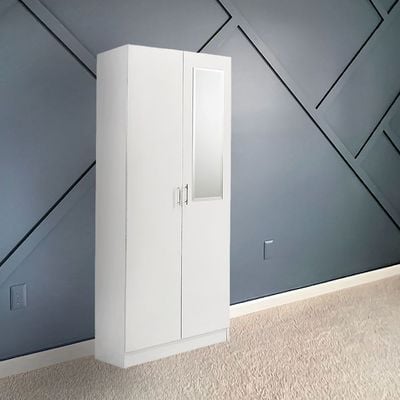 Notis 2 Door Wardrobe W/Drawer & Mirror-Gloss White