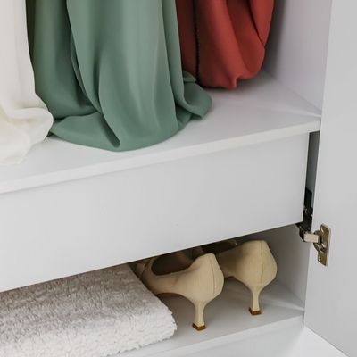 Notis 3 Door Wardrobe W/Drawer & Mirror-Gloss White