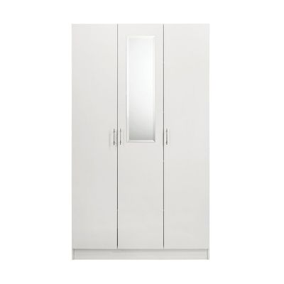 Notis 3 Door Wardrobe W/Drawer & Mirror-Gloss White