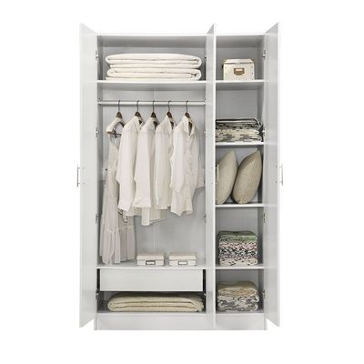 Notis 3 Door Wardrobe W/Drawer & Mirror-Gloss White