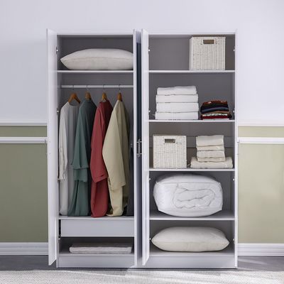 Notis 4 Door Wardrobe W/Drawer & Mirror-Gloss White