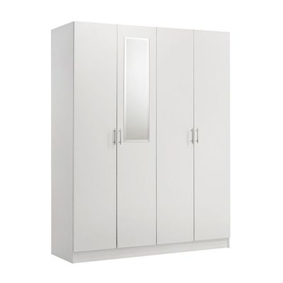 Notis 4 Door Wardrobe W/Drawer & Mirror-Gloss White