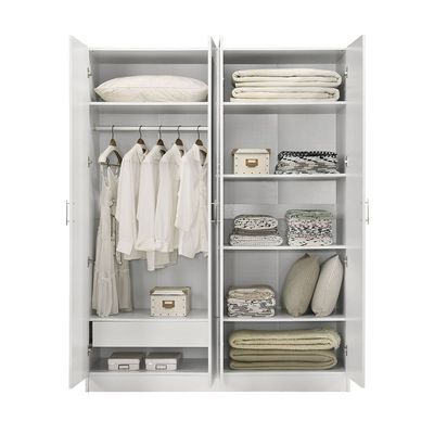 Notis 4 Door Wardrobe W/Drawer & Mirror-Gloss White