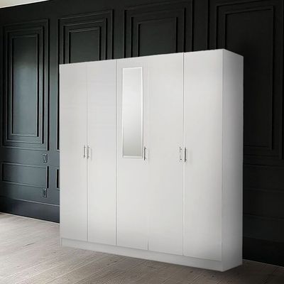 Notis 5 Door Wardrobe W/2Drawers & Mirror-Gloss White