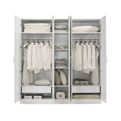 Notis 5 Door Wardrobe W/2Drawers & Mirror-Gloss White