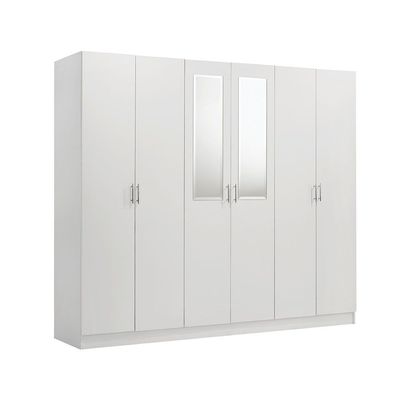 Notis 6 Door Wardrobe W/2Drawers & 2Mirrors-Gloss White