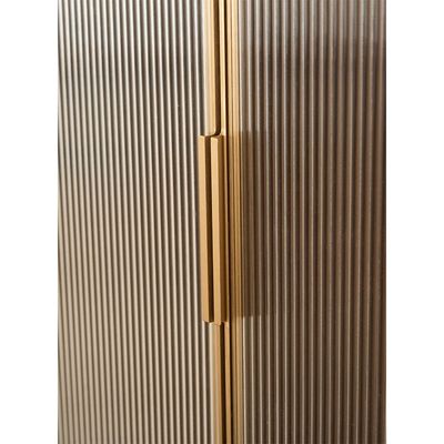 Alhamra 6 Door Wardrobe With 2 Fluted Glass Doors - D.Brown/White