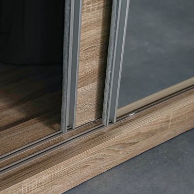 Supreme 2-Door Compact Sliding Door Wardrobe with Mirror - French Sonoma Oak - With 2-Year Warranty