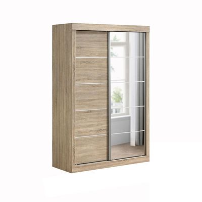 Supreme 2Door Compact Sliding Door Wardrobe W/Mirrors-French Sonoma Oak