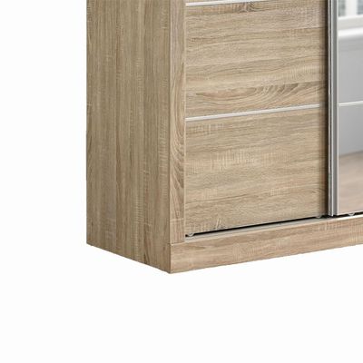 Supreme 2Door Compact Sliding Door Wardrobe W/Mirrors-French Sonoma Oak