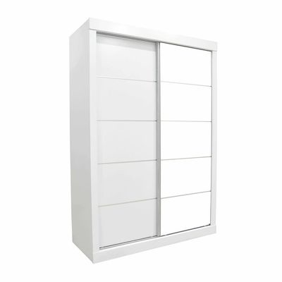 Supreme 2Door Compact Sliding Door Wardrobe W/Mirrors-White