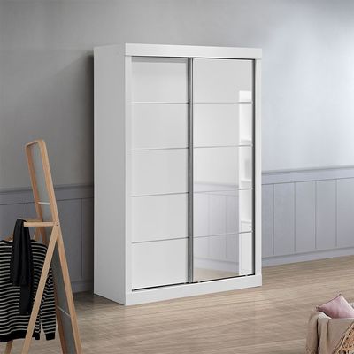 Supreme 2Door Compact Sliding Door Wardrobe W/Mirrors-White