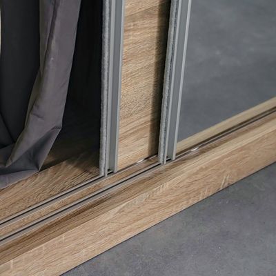 Supreme 2-Door Large Sliding Door Wardrobe with Mirror - French Sonoma Oak