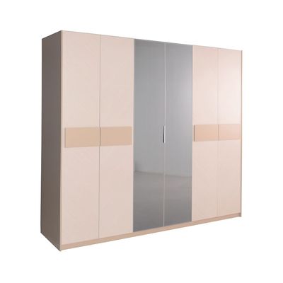 Colleen 6 Door Wardrobe W/ 2 Mirrors -Beige