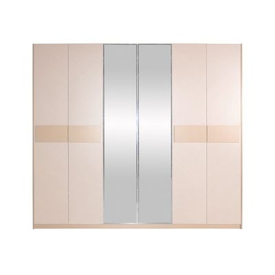 Colleen 6 Door Wardrobe W/ 2 Mirrors -Beige