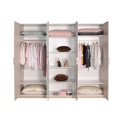 Colleen 6 Door Wardrobe W/ 2 Mirrors -Beige