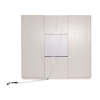 Hanson 6 Door Wardrobe W/ 3 Drawers, Led And Mirror- D.Grey/Khaki