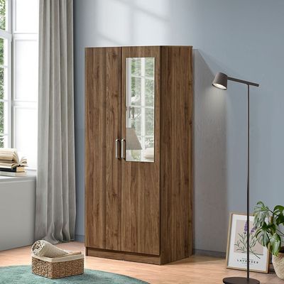 Supreme 2Door Wardrobe W/Mirror-Light Walnut