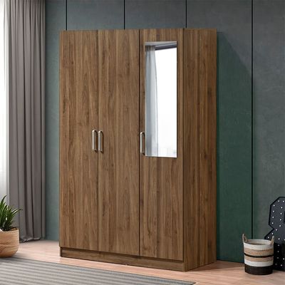 Supreme 3Door Wardrobe W/Mirror-Light Walnut
