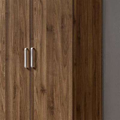 Supreme 6Door Wardrobe W/Mirror-Light Walnut