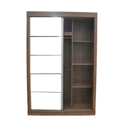 Supreme 2Door Compact Sliding Door Wardrobe W/Mirrors-Light Walnut