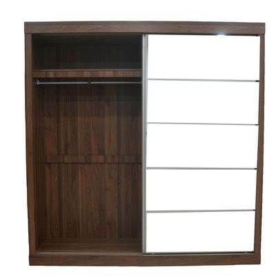 Supreme 2Door Large Sliding Door Wardrobe W/Mirrors-Light Walnut