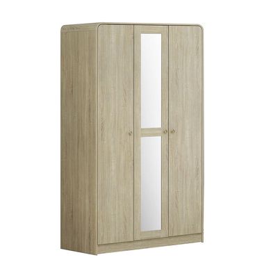 Monro 3 Door Wardrobe with Mirror - Natural Oak