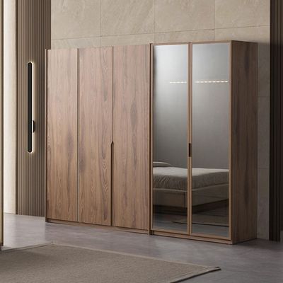 Letto 5 Door Wardrobe with 2 Glass Door and LED - Walnut