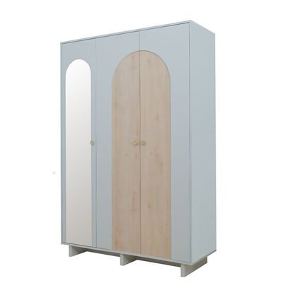 Reena 3 Door Wardrobe - Dark Biege/Natural