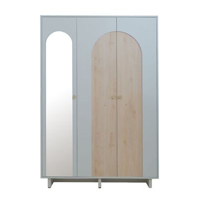 Reena 3 Door Wardrobe - Dark Biege/Natural