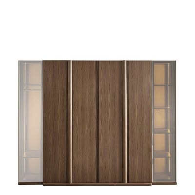 Somahus 6 Door Wardrobe 2 Glass Doors With Led-Walnut/Brown