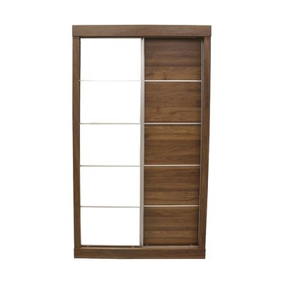Supreme New 2Door Compact Sliding Door Wardrobe With Mirrors-Light Walnut