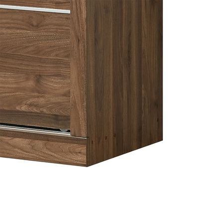 Supreme New 2Door Compact Sliding Door Wardrobe With Mirrors-Light Walnut