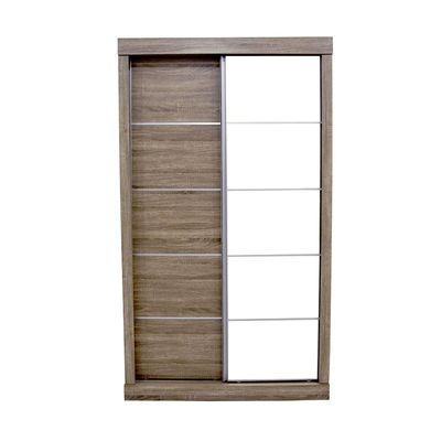 Supreme New 2Door Compact Sliding Door Wardrobe With Mirrors-French Sonoma Oak