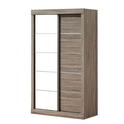 Supreme New 2Door Compact Sliding Door Wardrobe With Mirrors-French Sonoma Oak