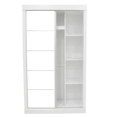 Supreme New 2Door Compact Sliding Door Wardrobe With Mirrors-White