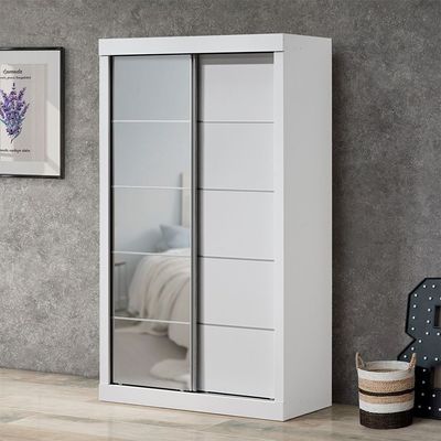 Supreme New 2Door Compact Sliding Door Wardrobe With Mirrors-White Supreme New 2Door Compact Sliding Door Wardrobe With Mirrors-White